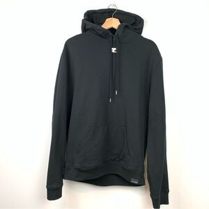 Courreges Paris Hoodie Sweater Black Sz XL Pocket Cotton Hood Quiet Luxury